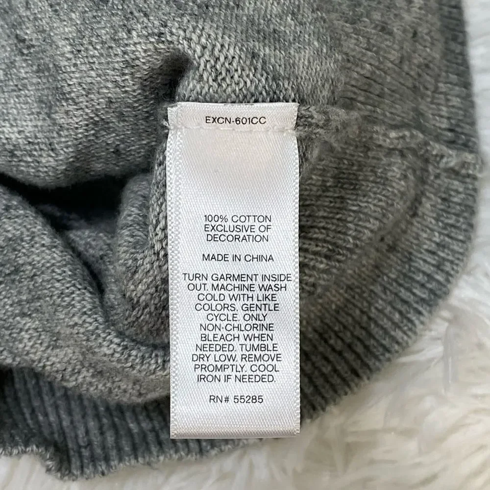 Express V-Neck Sweater Pullover Embroidered Logo Gray Cotton men’s  Size L